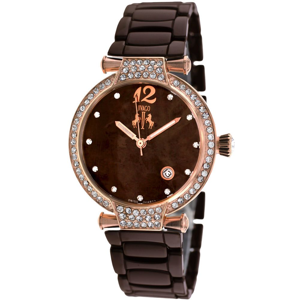 Jivago Women's Bijoux Watch 36mm Brown MOP Dial Brown Bracelet