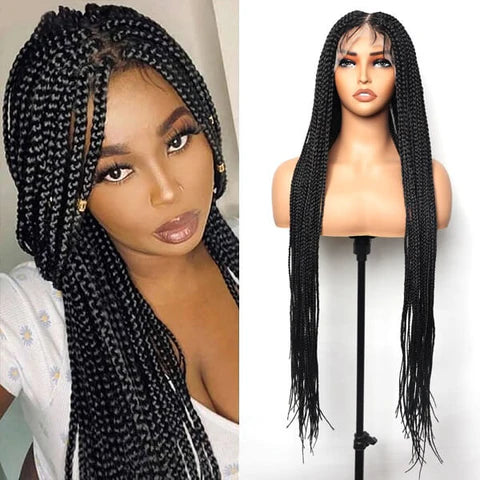 12" Short Bob Knotless Braids Wig | 360 Full Lace | Cornrows | Baby Hair | Synthetic - Luxegan