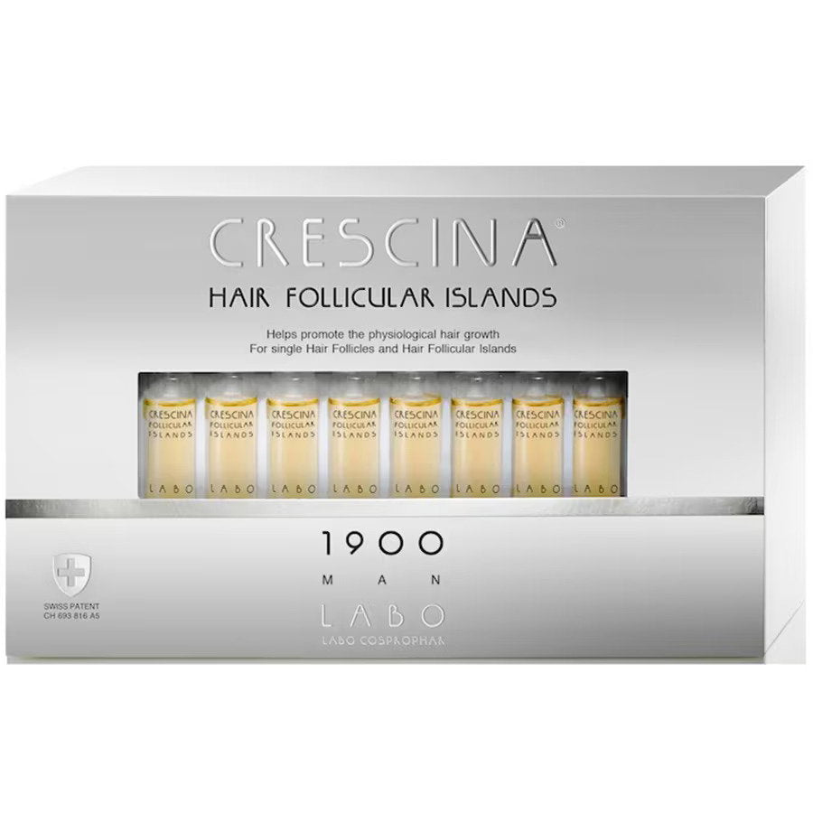 Set, Labo Cosprophar Suisse, Crescina Follicular Islands 1900, For Growth Stimulation, Ampoules Treatment Serum, For Scalp, For Men, 20 pcs