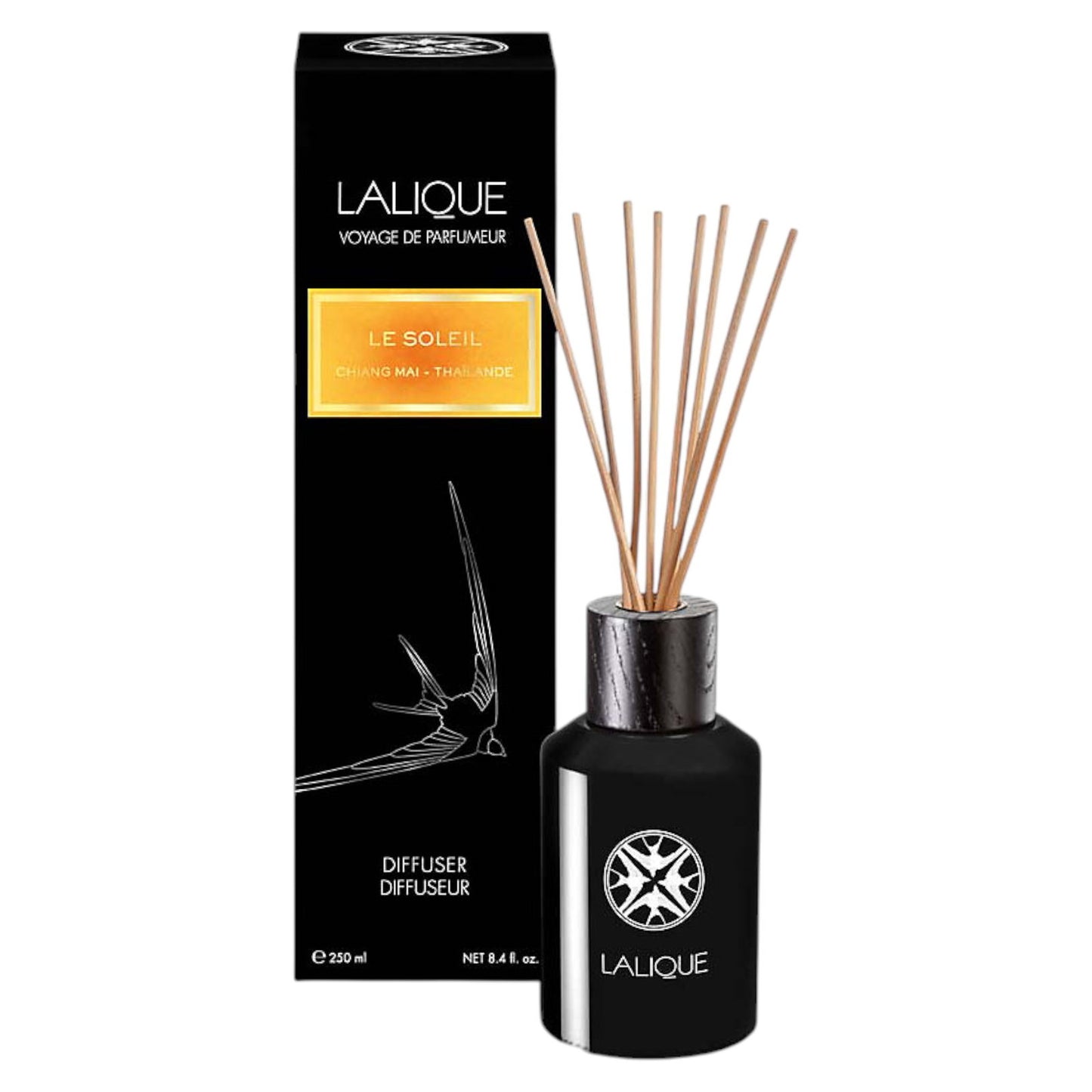 Lalique, Le Soleil Chiang Mai Thailande, Reed, Aroma Reed Diffuser, Gloss Black, 250 ml