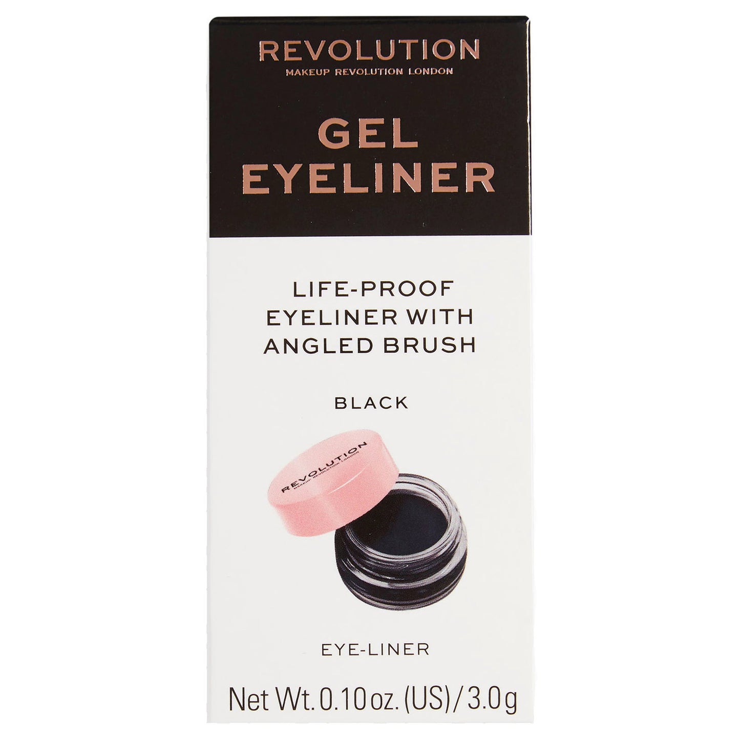 Makeup Revolution, REVOLUTION, Angled Cut, Gel Eyeliner, Black, 3 g