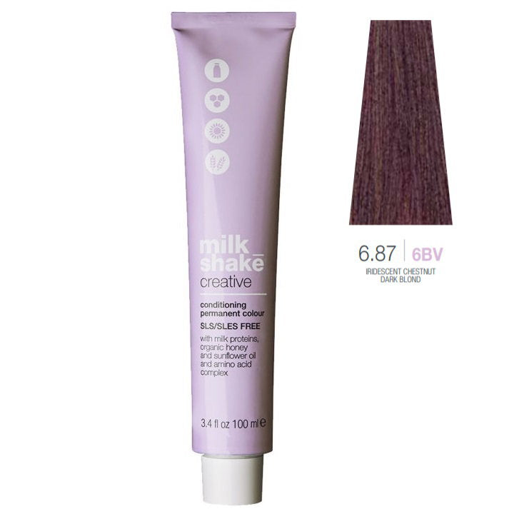 Milk Shake, Creative, SLS/SLES-Free, Permanent Hair Dye, 6.876BV Iridescent Chestnut Dark Blond, 100 ml
