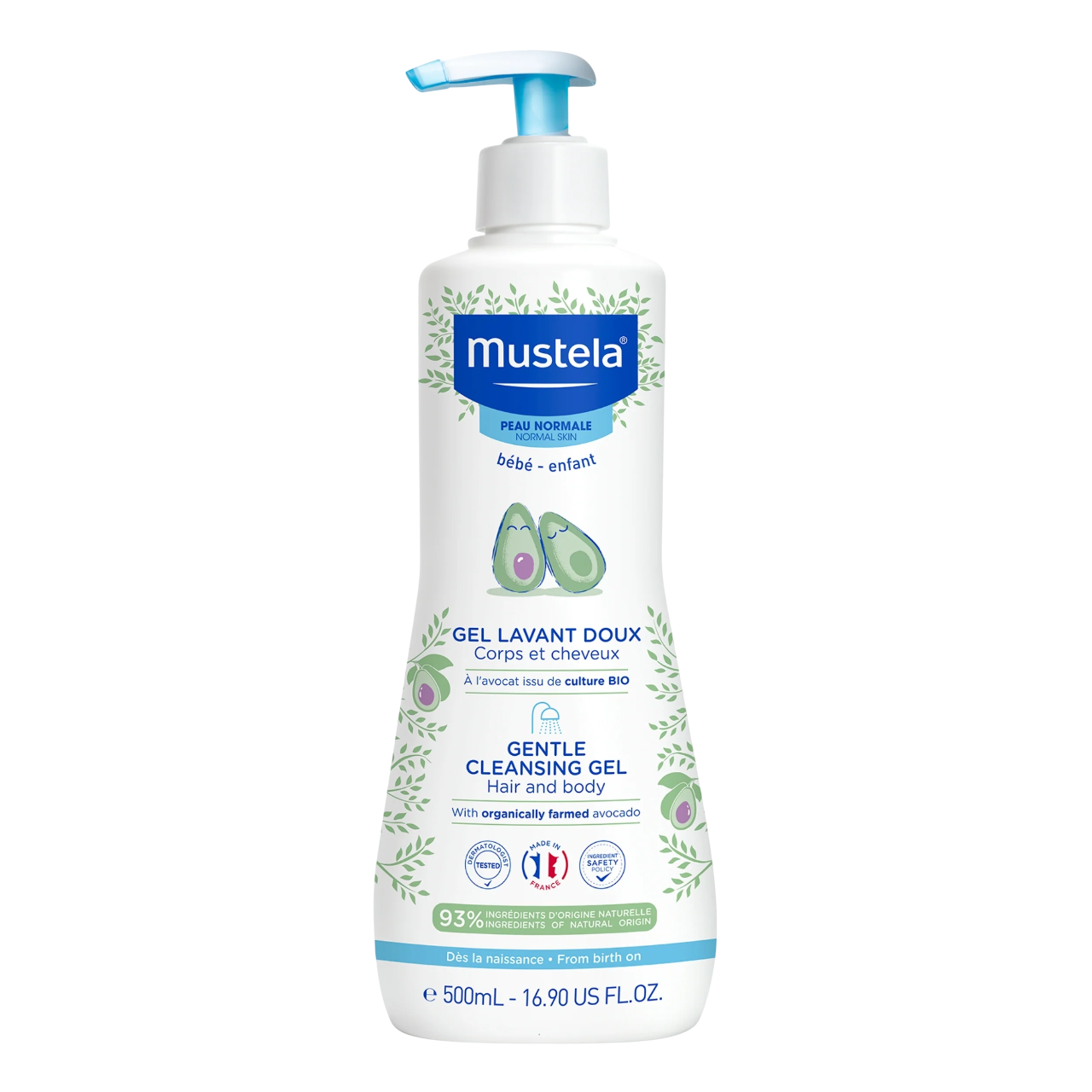 Mustela, Mustela, Avocado, Gentle Cleansing, Cleansing Gel, For Face & Hair, 500 ml