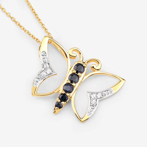 0.56 Carat Genuine Blue Sapphire and White Zircon .925 Sterling Silver Necklace