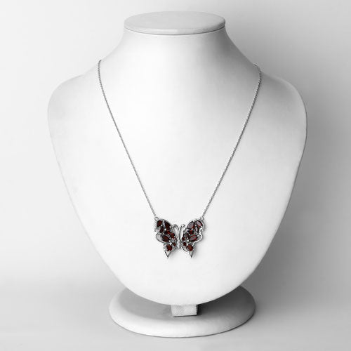 Collar de plata de ley .925 con granate auténtico de 4.60 quilates