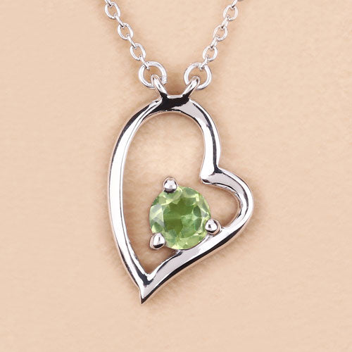 0.51 Carat Genuine Peridot .925 Sterling Silver Necklace