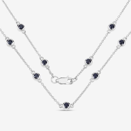 1.98 Carat Genuine Blue Sapphire .925 Sterling Silver Necklace