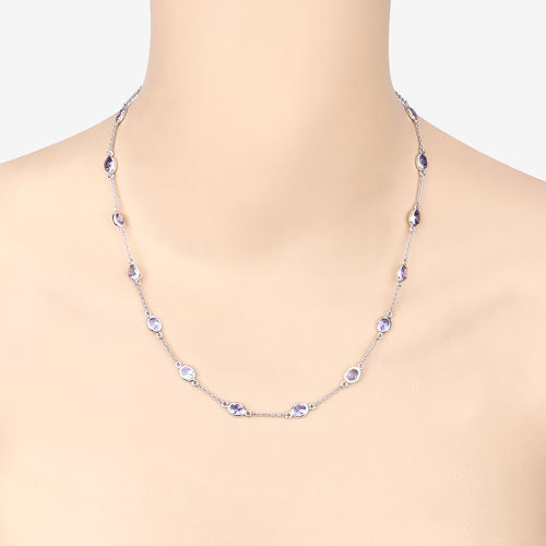 5.94 Carat Genuine Tanzanite .925 Sterling Silver Necklace