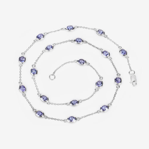 5.94 Carat Genuine Tanzanite .925 Sterling Silver Necklace