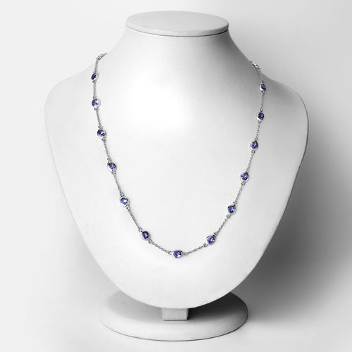 5.94 Carat Genuine Tanzanite .925 Sterling Silver Necklace