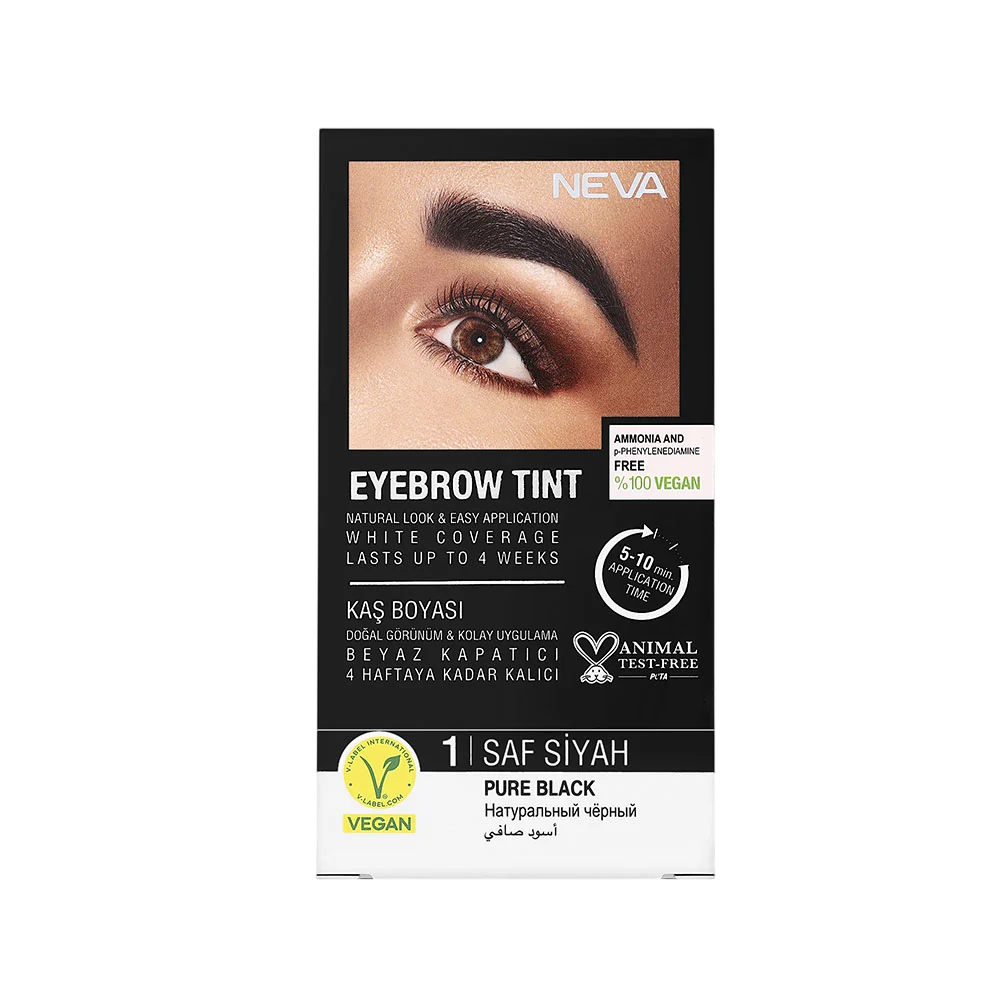 Neva, Eyebrow Tint, Vegan, Permanent Hair Dye, Pure Black, 30 ml