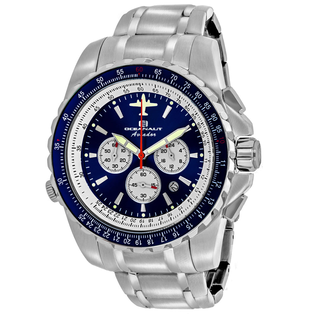 Oceanaut Men's Aviador Pilot Watch 45mm Blue Dial Silver Bracelet (Ref. OC0113)