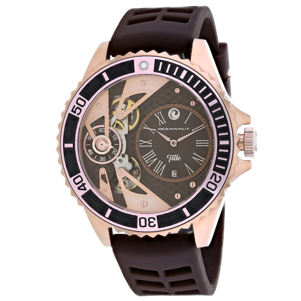 Oceanaut Men's Tide Watch 48mm Brown Dial Rubber Strap