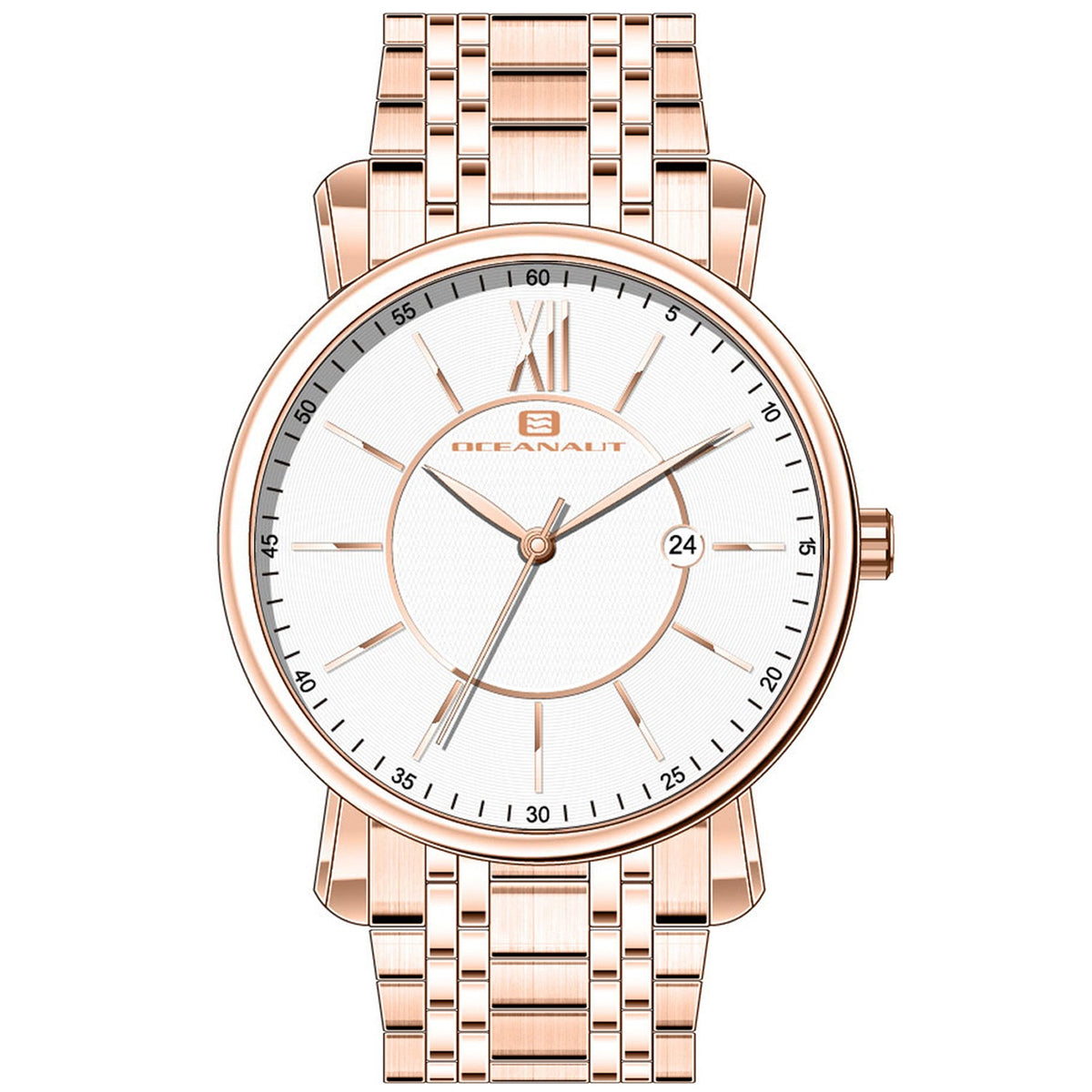 Oceanaut Men's Expedition Watch 46mm White Dial Rose gold Bracelet
