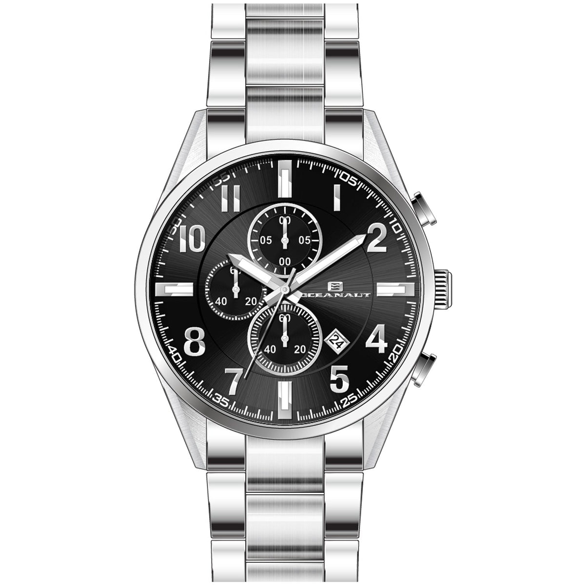 Oceanaut Men's Escapade Watch 46mm Black Dial Silver Bracelet