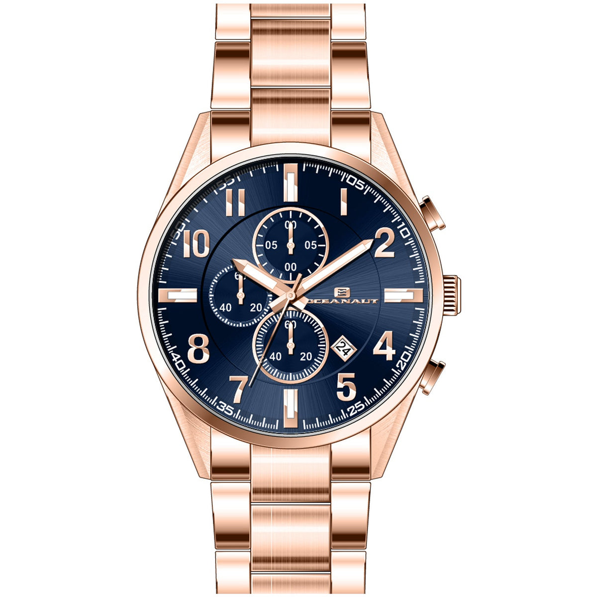 Oceanaut Men's Escapade Watch 46mm Blue Dial Rose Gold Bracelet