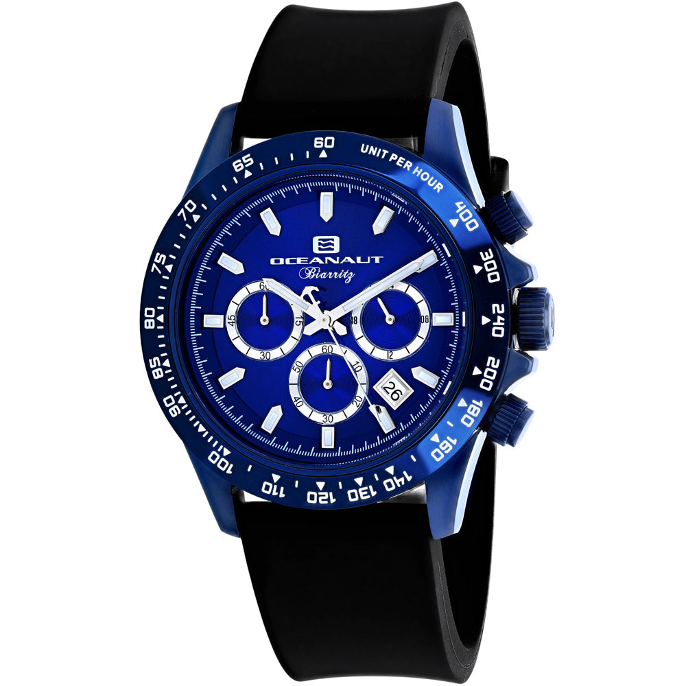 Oceanaut Men's Biarritz Watch 44mm Blue Dial Black Rubber Strap (Ref. OC6117R)