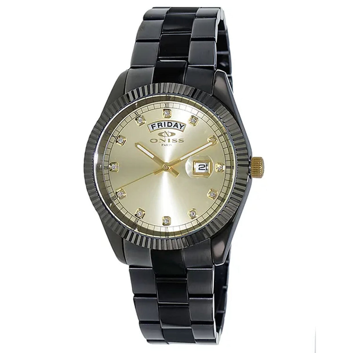 Oniss Men's Admiral Watch 42mm Gold Dial Grey meatal Bracelet