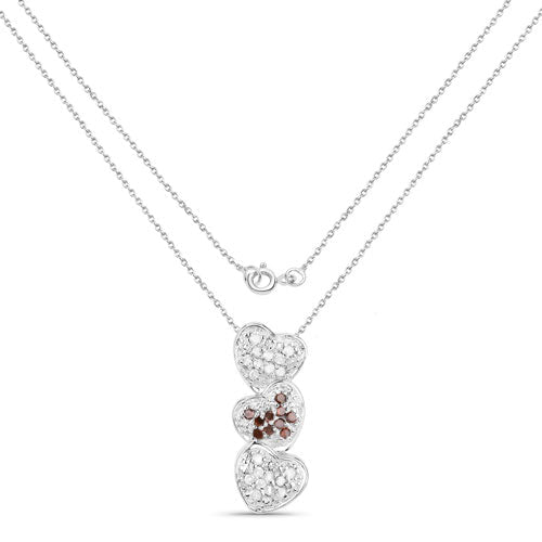 Colgante de plata de ley .925 con 0,45 quilates de diamante rojo auténtico y diamante blanco