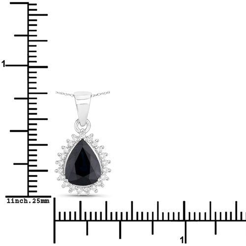 Colgante de oro blanco de 14K con zafiro azul genuino de 2,09 quilates y diamantes blancos