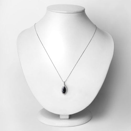 Colgante de oro blanco de 10K con zafiro azul genuino de 2,29 quilates y diamante blanco
