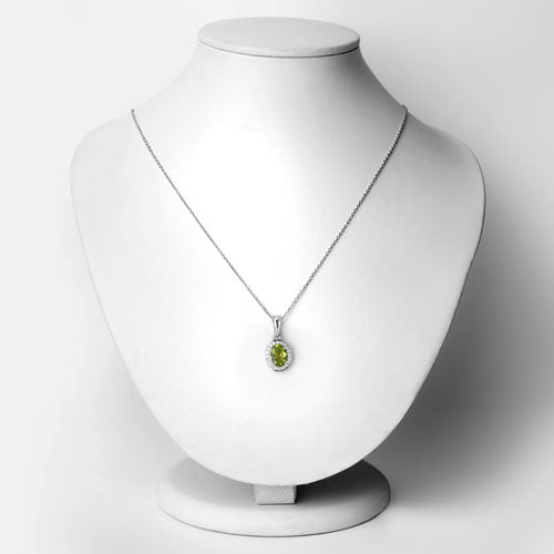 Colgante de plata de ley .925 con peridoto auténtico de 1,90 quilates y diamante creado en laboratorio