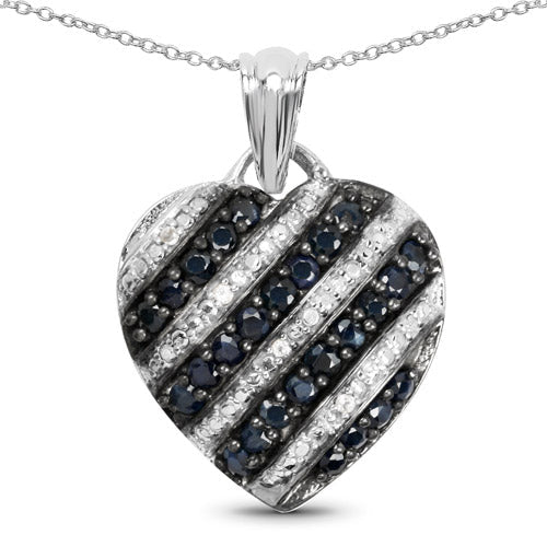Colgante de plata de ley .925 con zafiro azul genuino de 1,55 quilates y topacio blanco