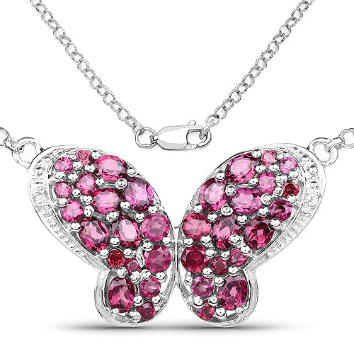 4.15 Carat Genuine Rhodolite and White Topaz .925 Sterling Silver Pendant