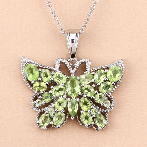 4.05 Carat Genuine Peridot .925 Sterling Silver Pendant