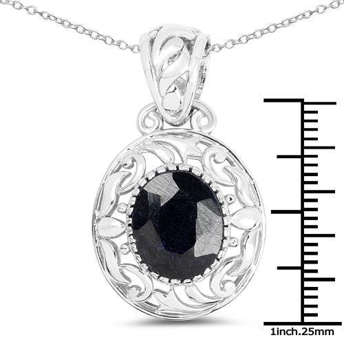 Colgante de plata de ley .925 con zafiro teñido de 5.94 quilates
