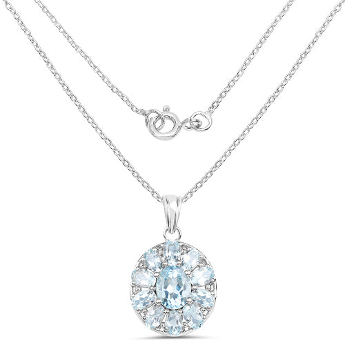7.65 Carat Genuine Blue Topaz .925 Sterling Silver Pendant