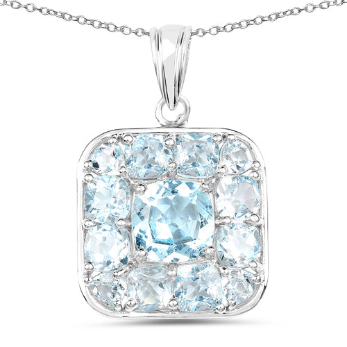 Colgante de plata de ley .925 con topacio azul genuino de 10.05 quilates