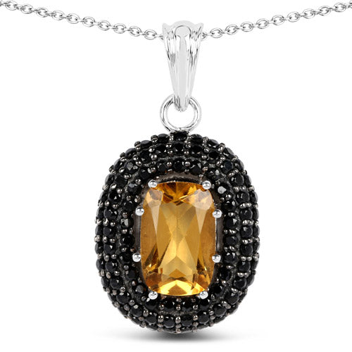 Colgante de plata esterlina .925 con citrino genuino de 5,85 quilates y espinela negra