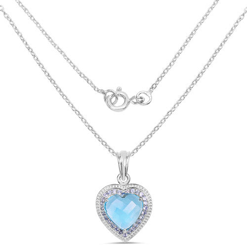 Dije de plata esterlina .925 con topacio azul genuino de 7,36 quilates y tanzanita