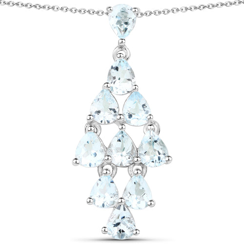 2.20 Carat Genuine Aquamarine .925 Sterling Silver Pendant