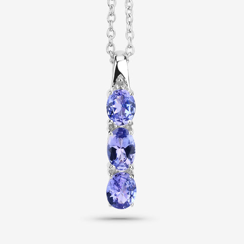 Colgante de plata de ley .925 con tanzanita genuina de 1,11 quilates y diamantes blancos
