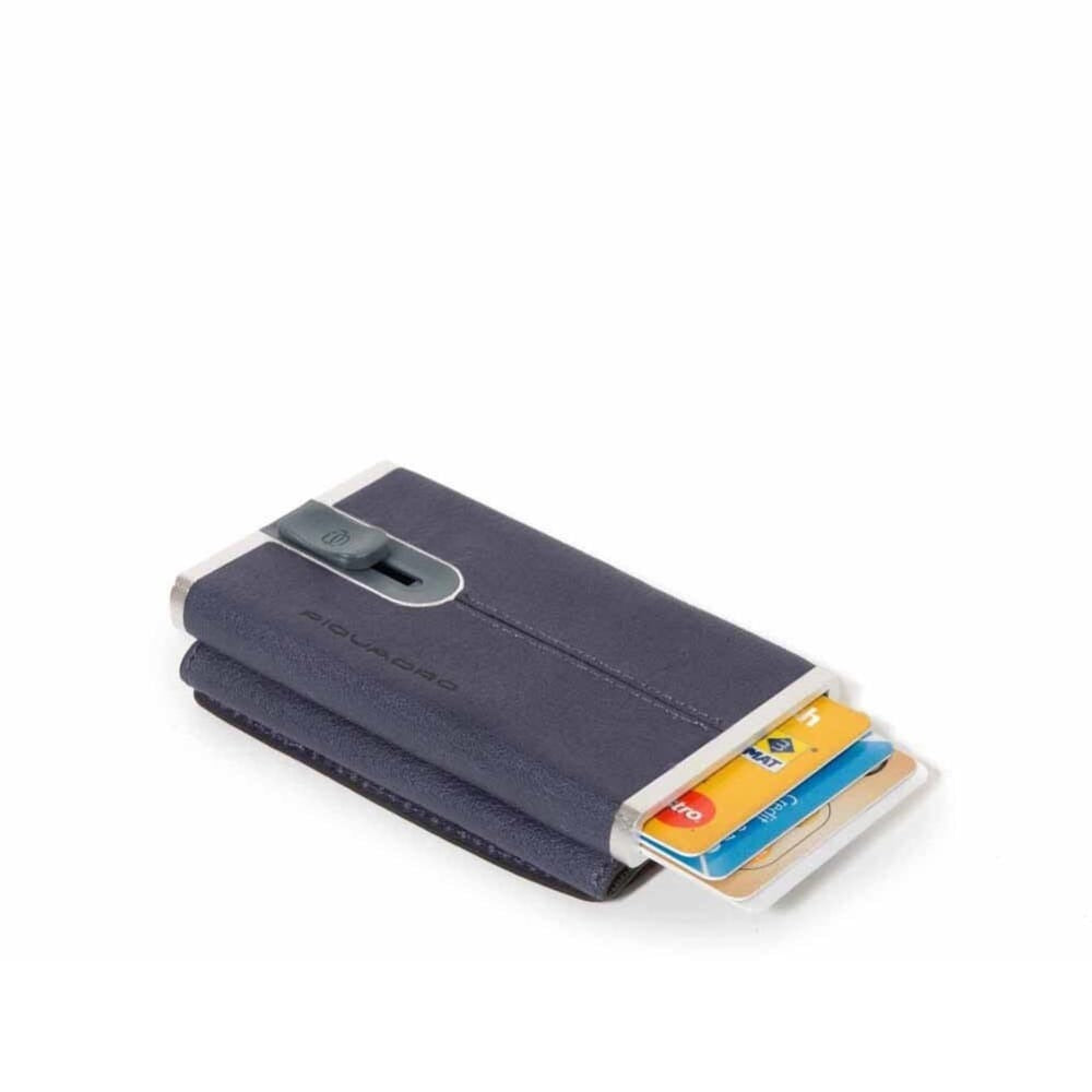 Piquadro, Black Square, Leather Wallet, Square Sliding System with Compact for Banknotes, PP4891B3RBLU4, Blue, For Men