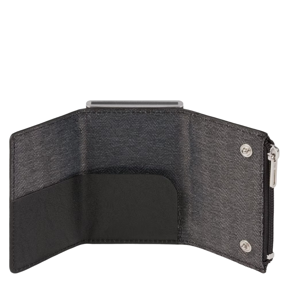 Piquadro, Piquadro, Leather Card Holder, Square Sliding System, PP5585B3R, Black, For Men