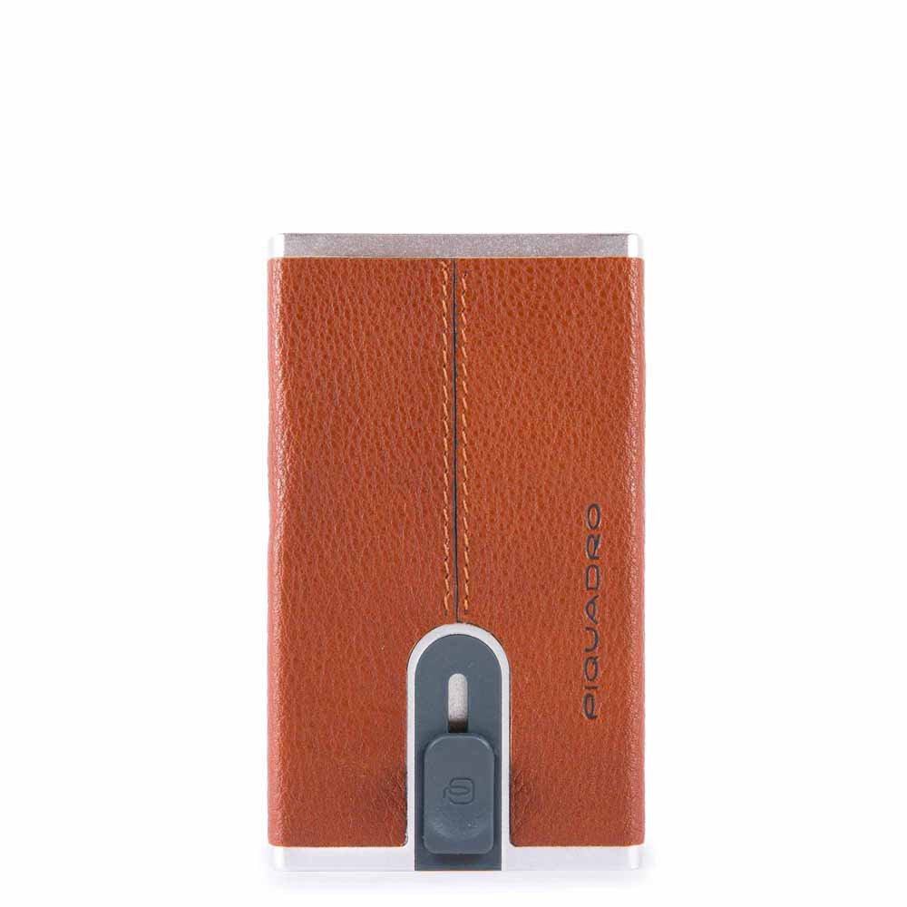 Piquadro, Piquadro, Leather Card Holder, Square Sliding System, Arancio, Unisex