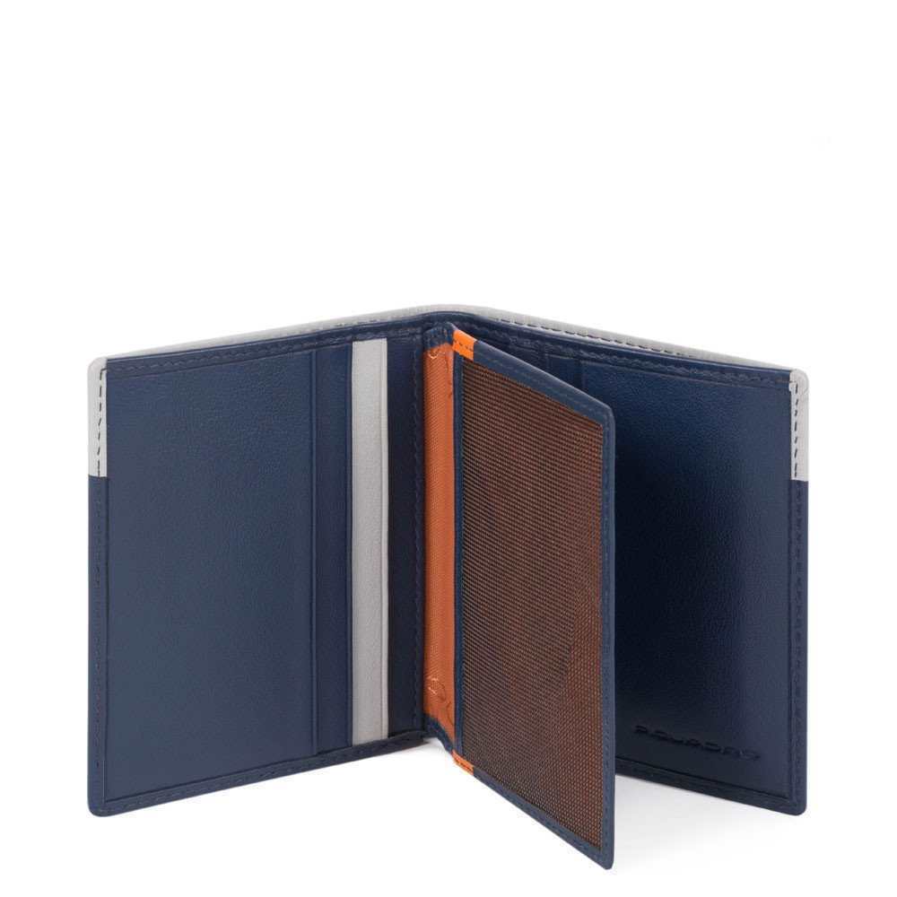 Piquadro, Urban, Leather Wallet, Credit Card Case, In Blue Grey, For Men - view 2