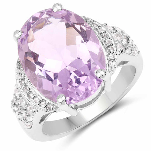 8.98 Carat Genuine Amethyst & White Topaz .925 Sterling Silver Ring