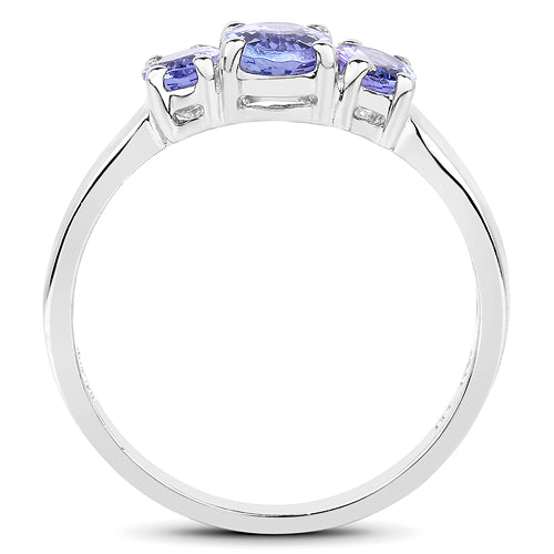 1.41 Carat Genuine Tanzanite .925 Sterling Silver Ring