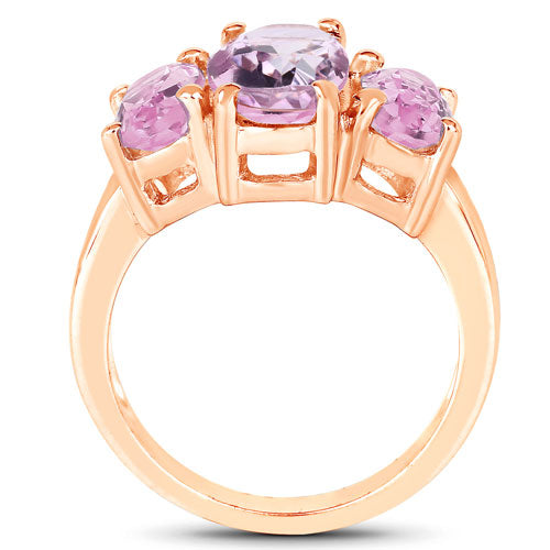 Anillo de plata de ley .925 con amatista rosa genuina de 5.44 quilates