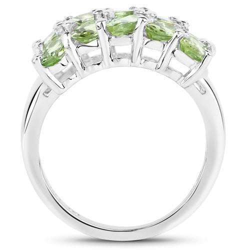 Anillo de plata de ley .925 con peridoto genuino de 3.45 quilates
