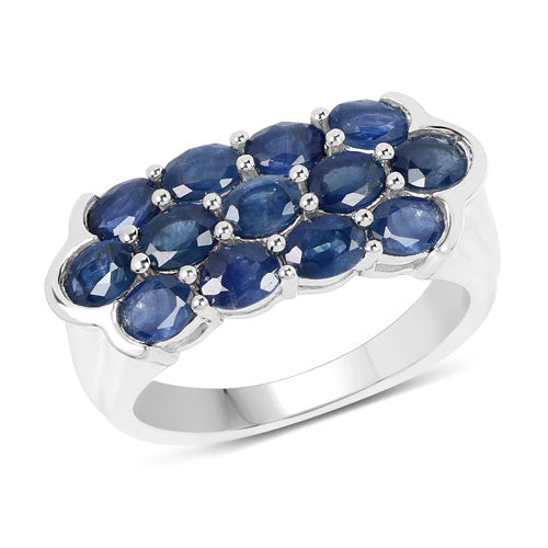 Anillo de plata de ley .925 con zafiro azul genuino de 2,60 quilates