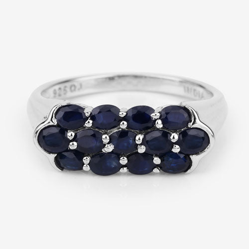Anillo de plata de ley .925 con zafiro azul genuino de 2,60 quilates