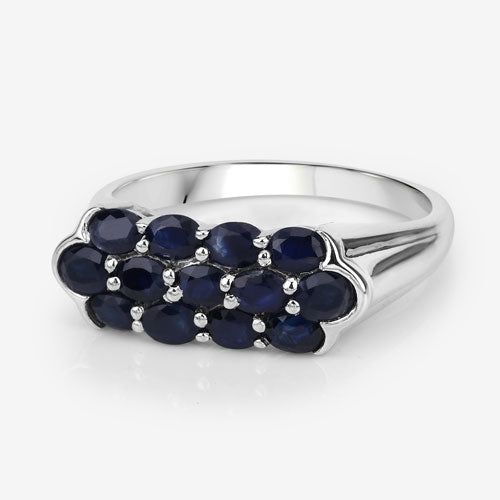 Anillo de plata de ley .925 con zafiro azul genuino de 2,60 quilates