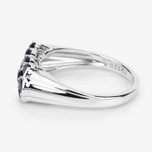 Anillo de plata de ley .925 con zafiro azul genuino de 2,60 quilates