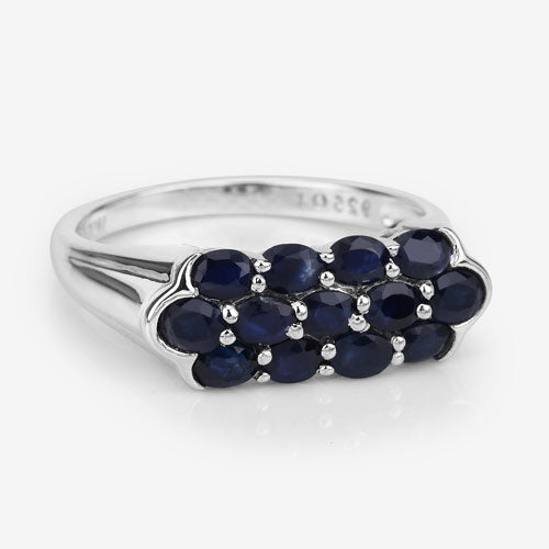 Anillo de plata de ley .925 con zafiro azul genuino de 2,60 quilates