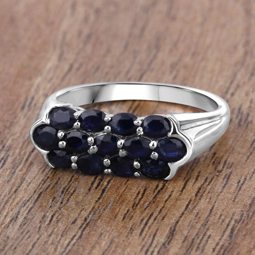 Anillo de plata de ley .925 con zafiro azul genuino de 2,60 quilates